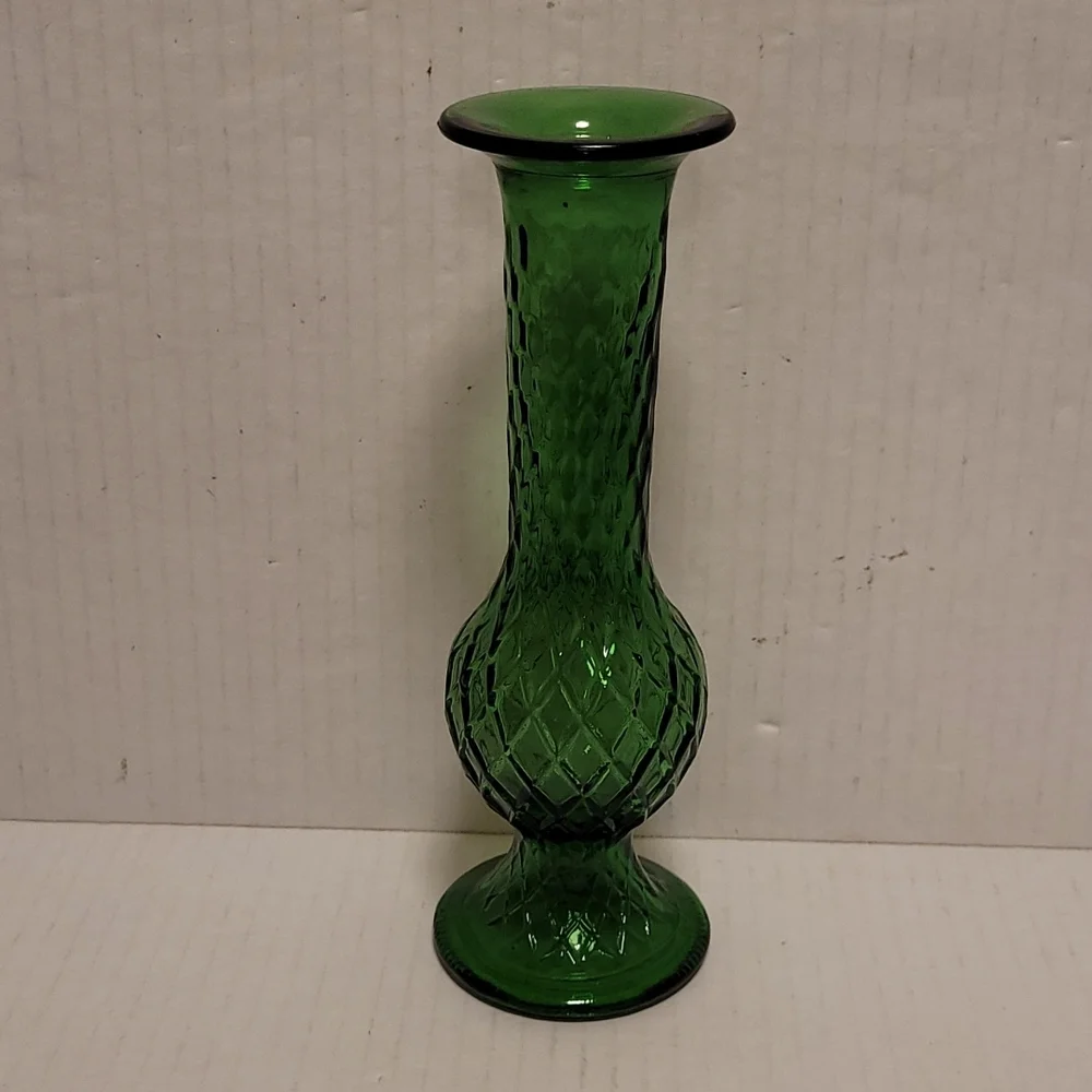 Vintage E.O. Brody Co. Green Glass Bud Vase